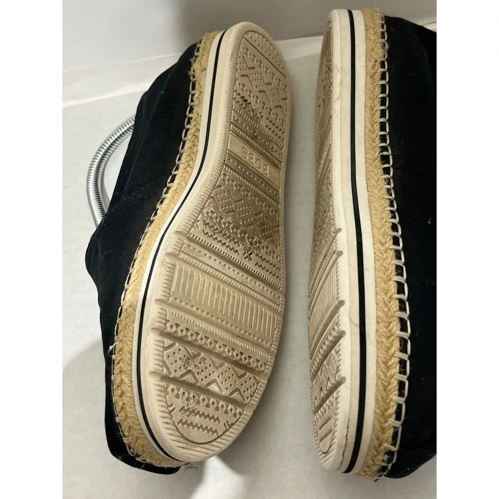 Skechers BOBS‎ Black Canvas Espadrille Slip On Flats Memory Foam Womens 8M